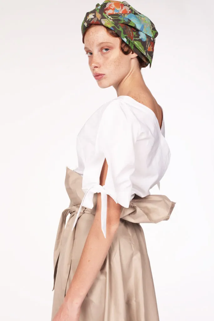 Beige Cotton Trench Skirt  Timeless & Structured Design