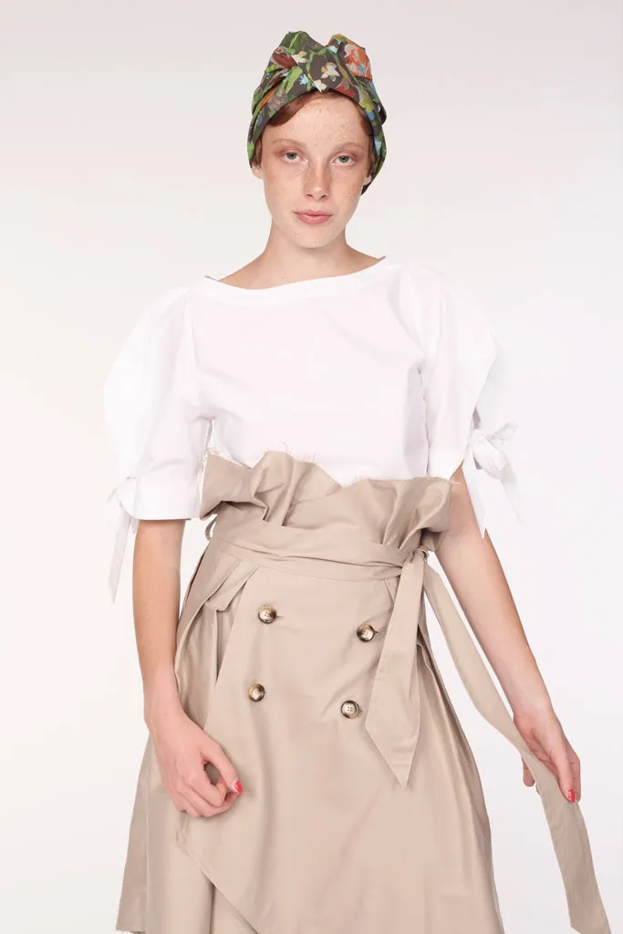 Beige Cotton Trench Skirt  Timeless & Structured Design