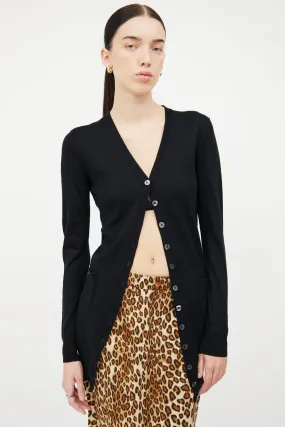 Black Knit Button Pocket Cardigan