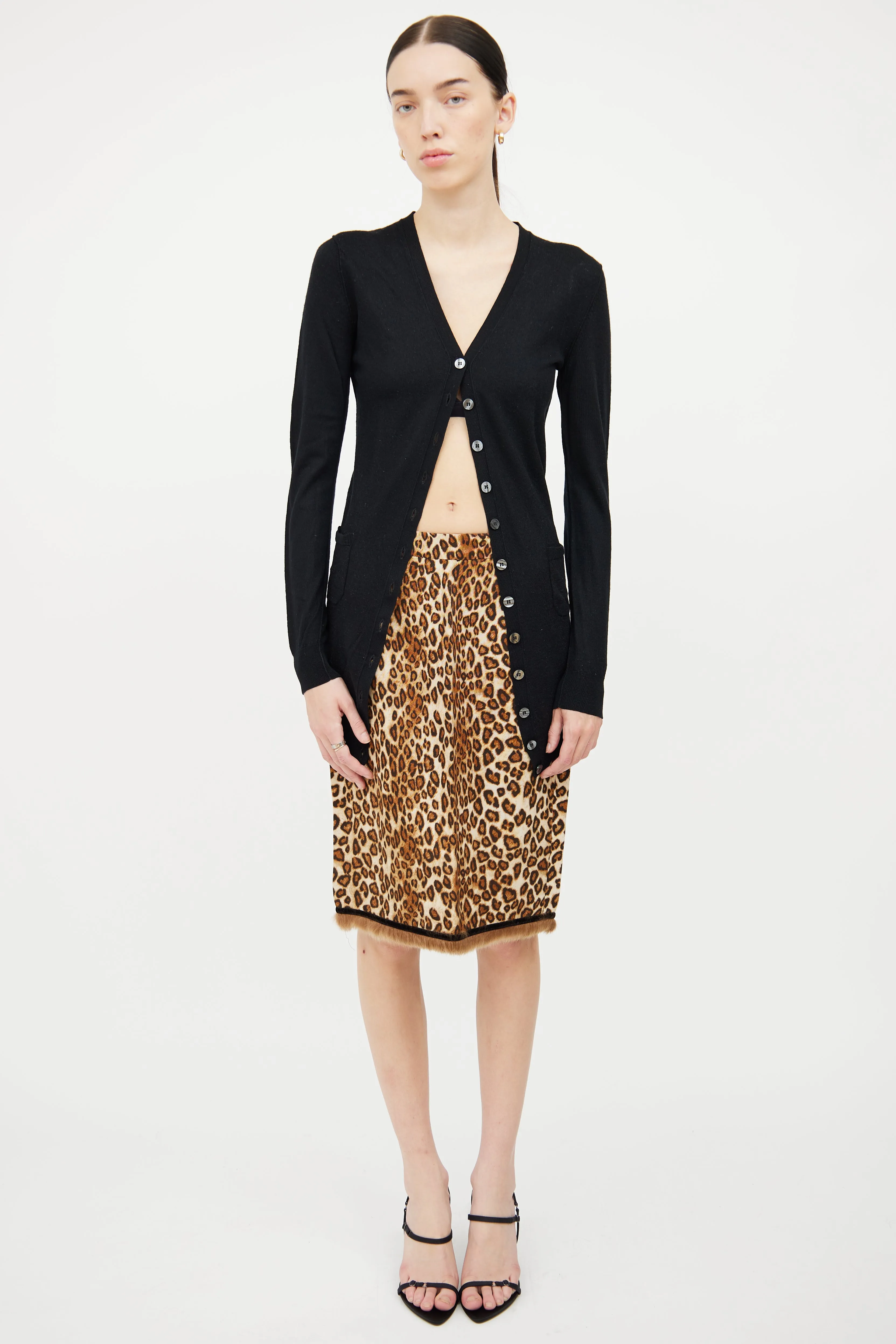 Black Knit Button Pocket Cardigan