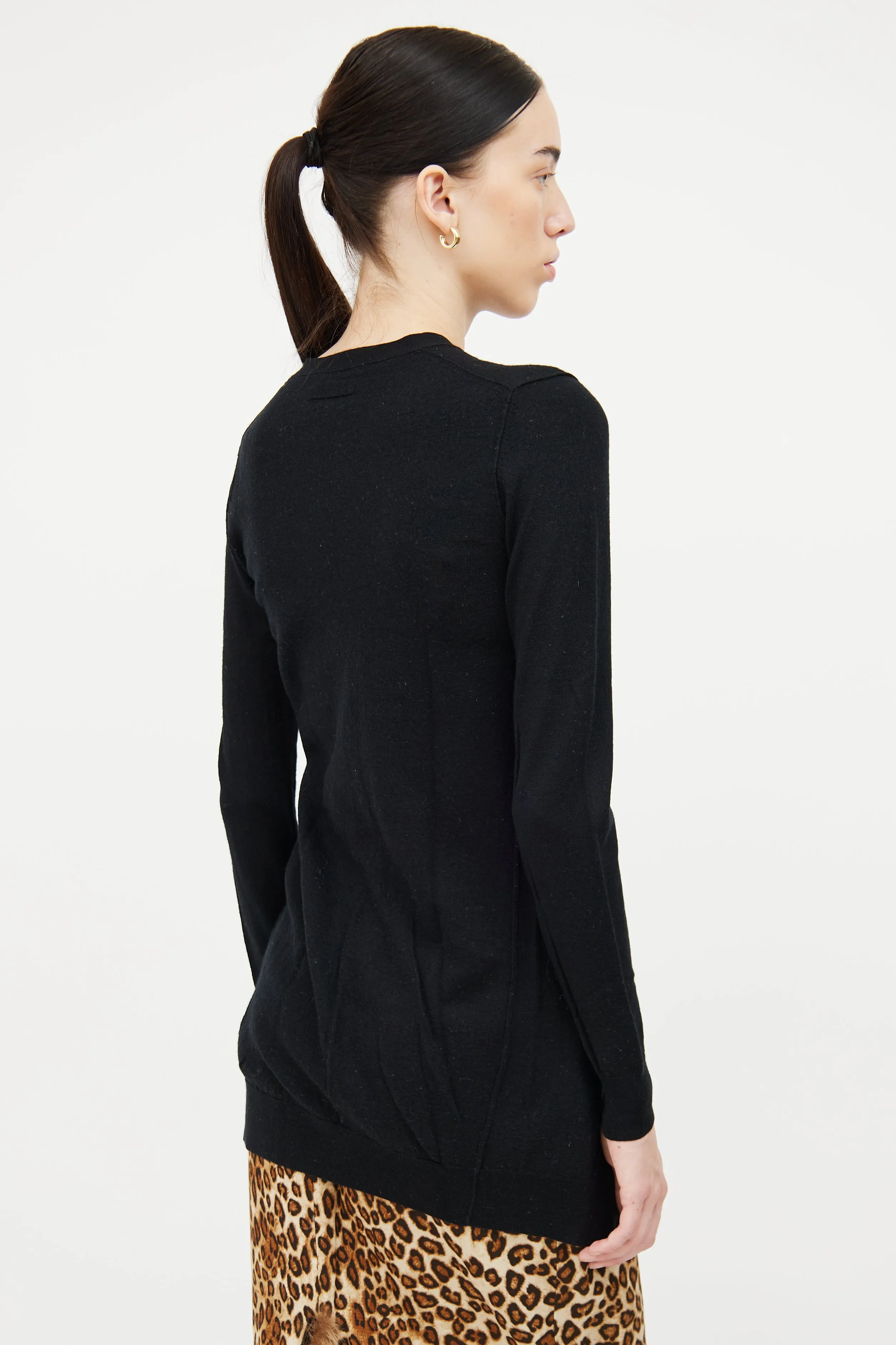 Black Knit Button Pocket Cardigan