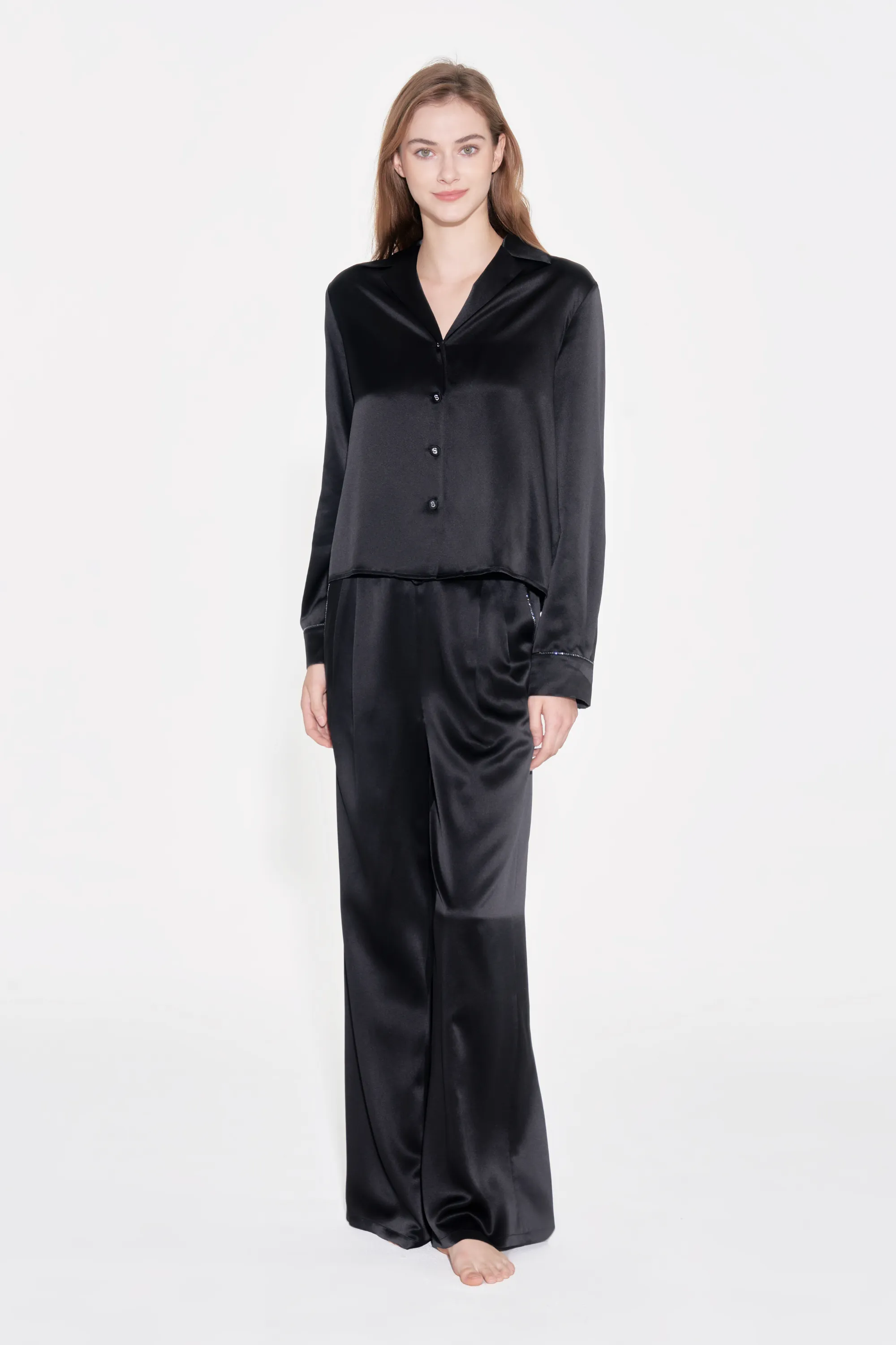Black Silk Pyjama Trousers