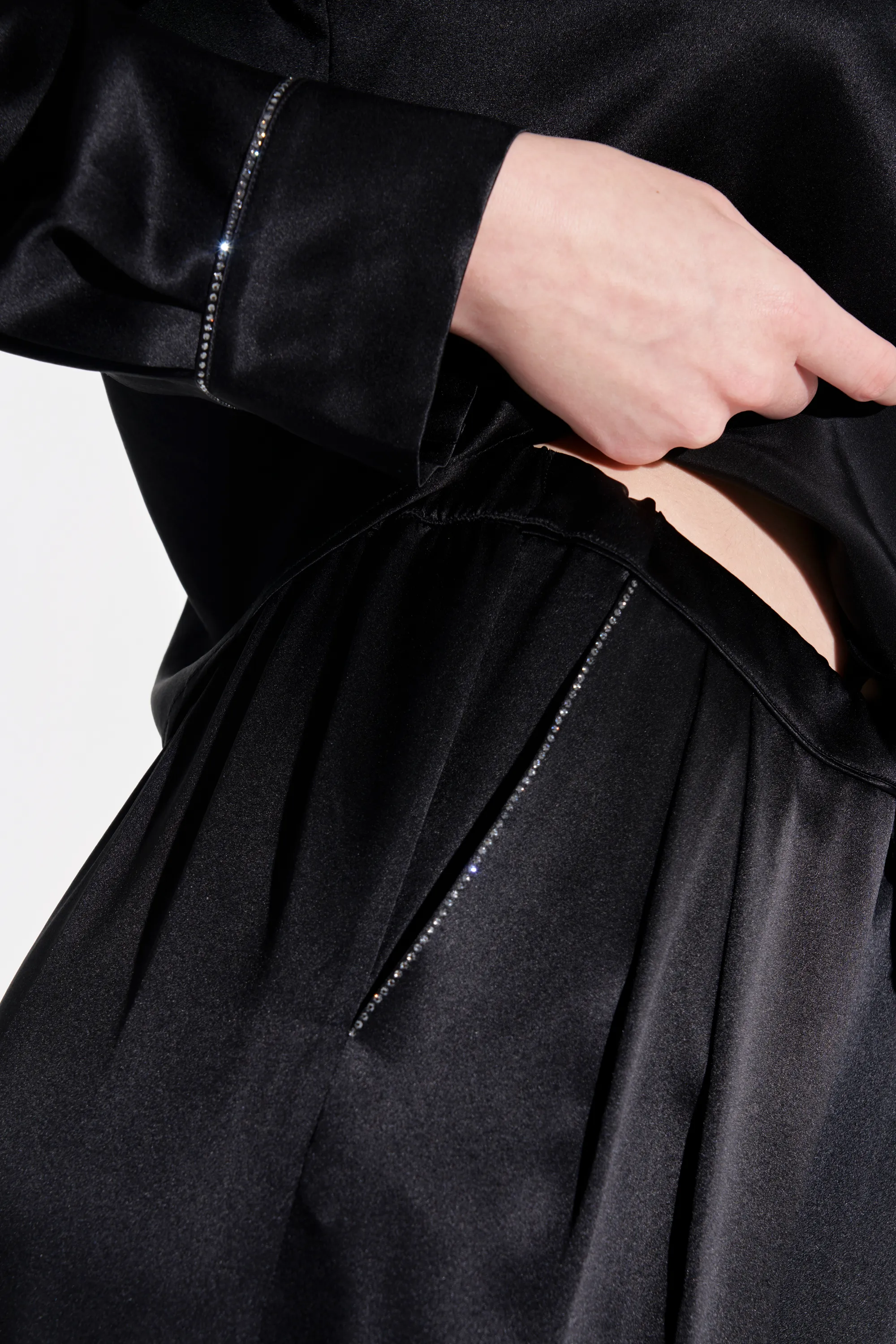 Black Silk Pyjama Trousers