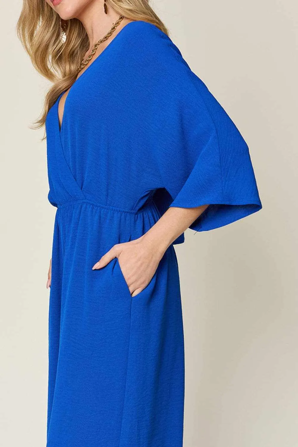 Chic surplice wide leg jumpsuit
