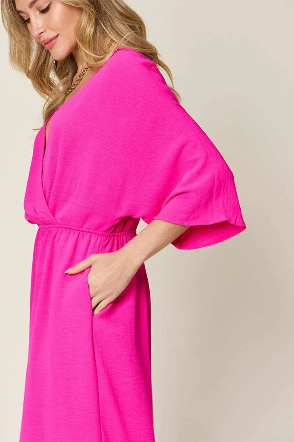 Chic surplice wide leg jumpsuit