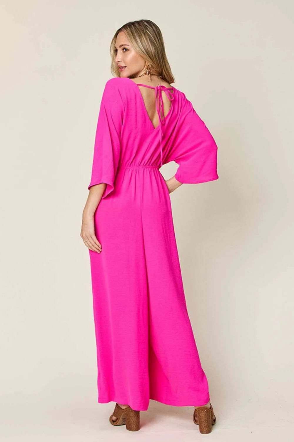 Chic surplice wide leg jumpsuit