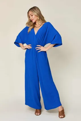 Chic surplice wide leg jumpsuit