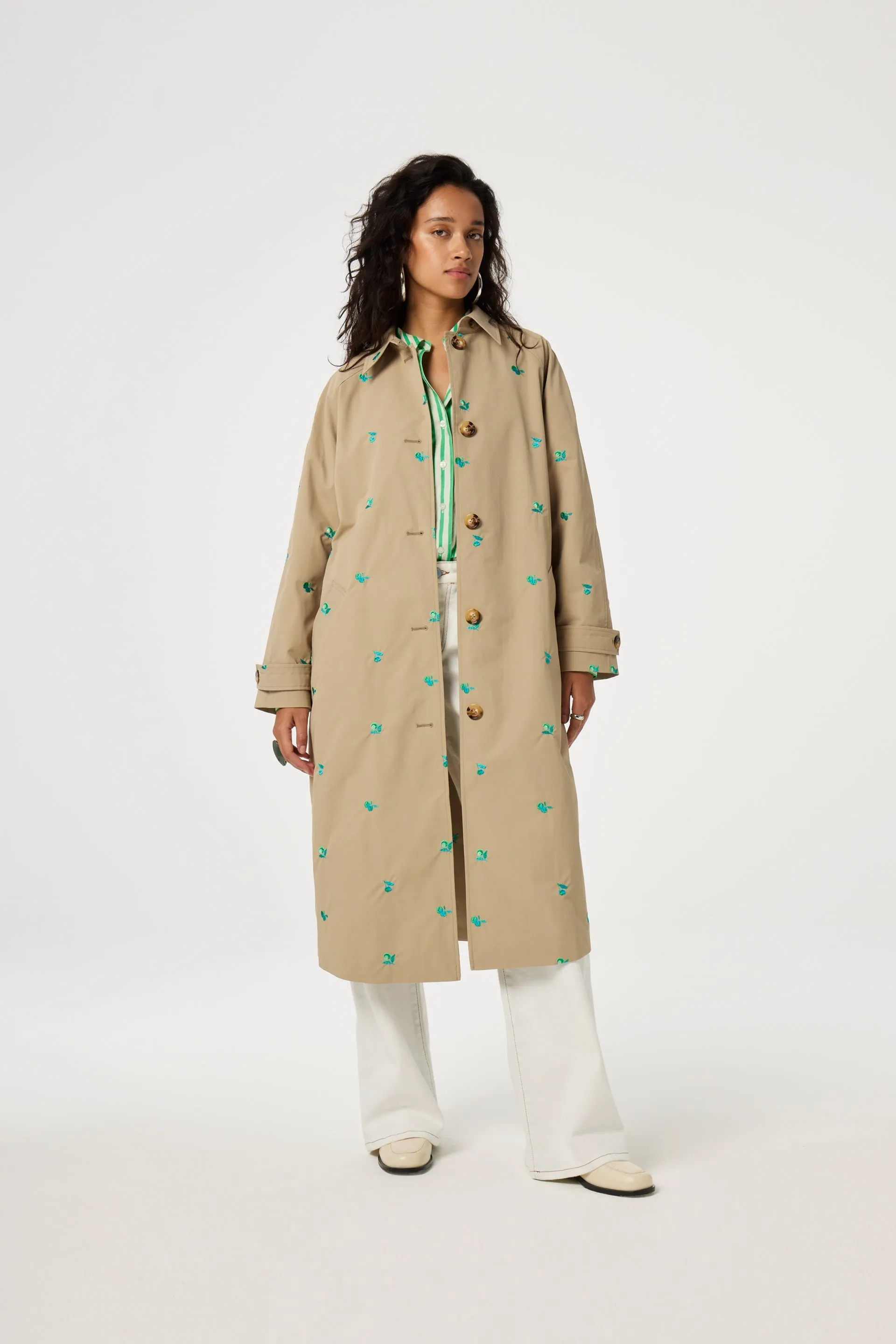 FABIENNE CHAPOT TROY BEIGE APLIQUE TRENCH COAT 125