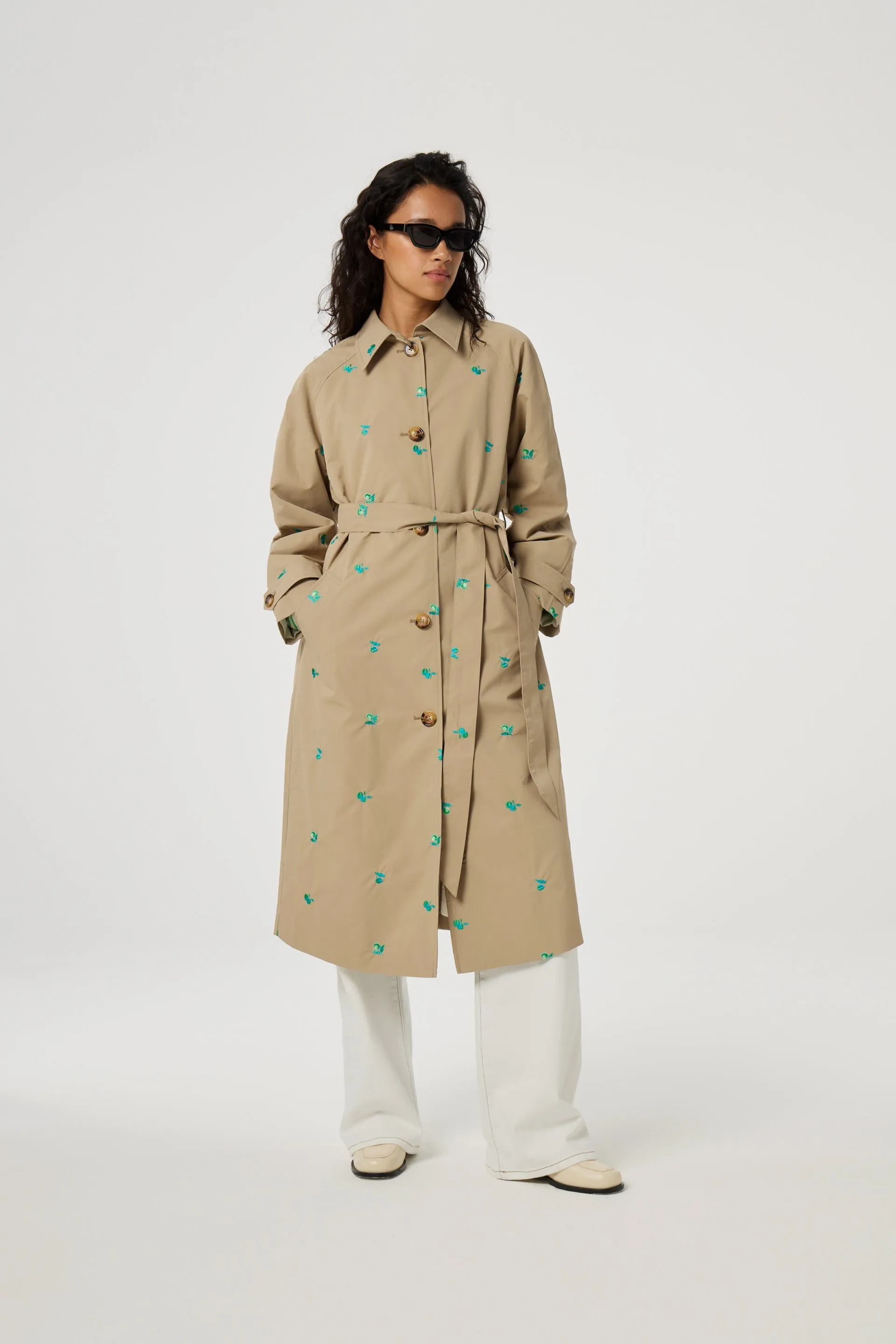FABIENNE CHAPOT TROY BEIGE APLIQUE TRENCH COAT 125