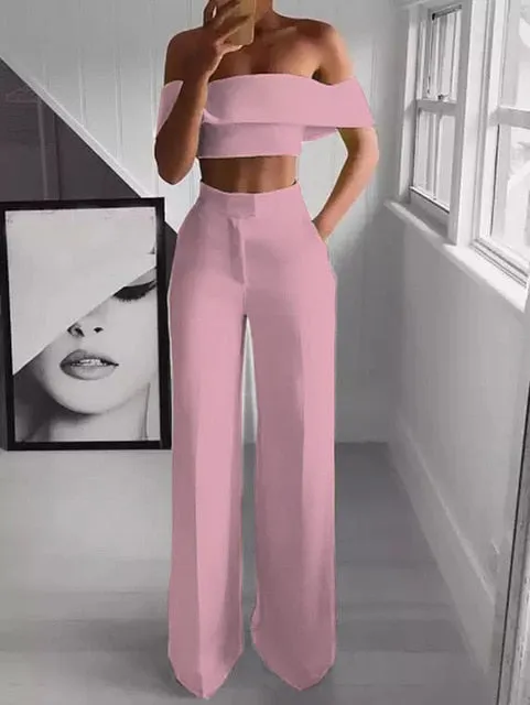 Fierce Cropped Top   Long Trousers Set