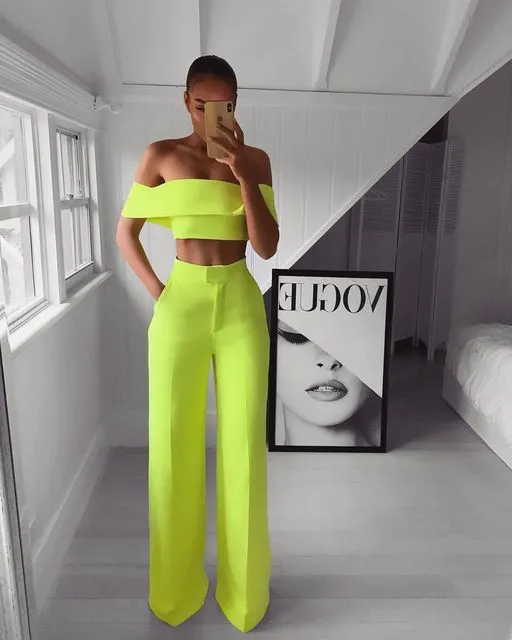 Fierce Cropped Top   Long Trousers Set