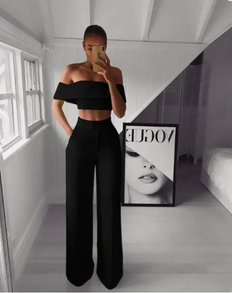 Fierce Cropped Top   Long Trousers Set