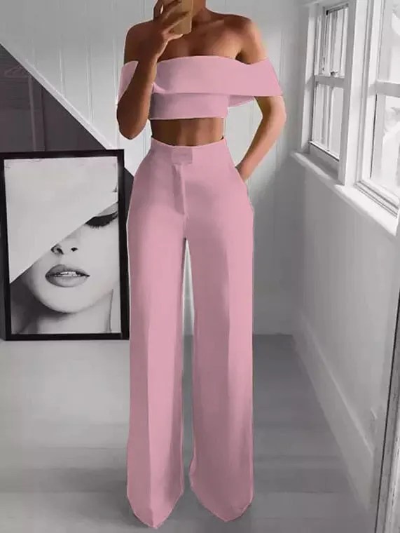 Fierce Cropped Top   Long Trousers Set