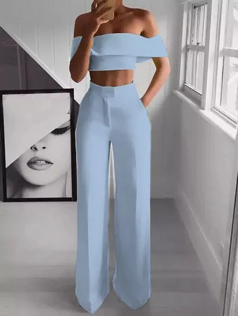 Fierce Cropped Top   Long Trousers Set