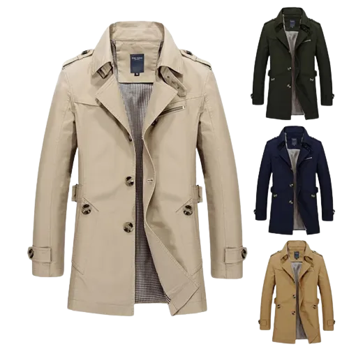 Men's Long Business Windbreaker Jackets Pure Cotton Trench Coats for Casual Spring Fall Winter Fashion Streetwear Blazers for a Suited Look