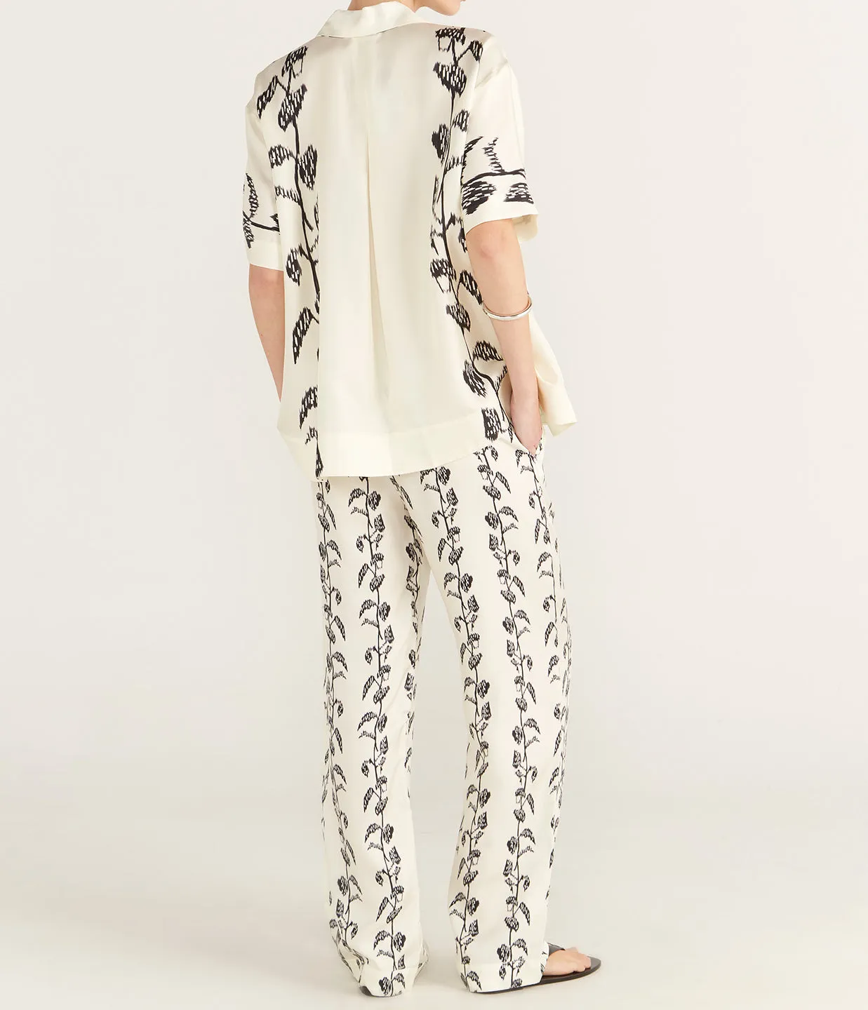Montauk Silk Shirt in Ecru Vine