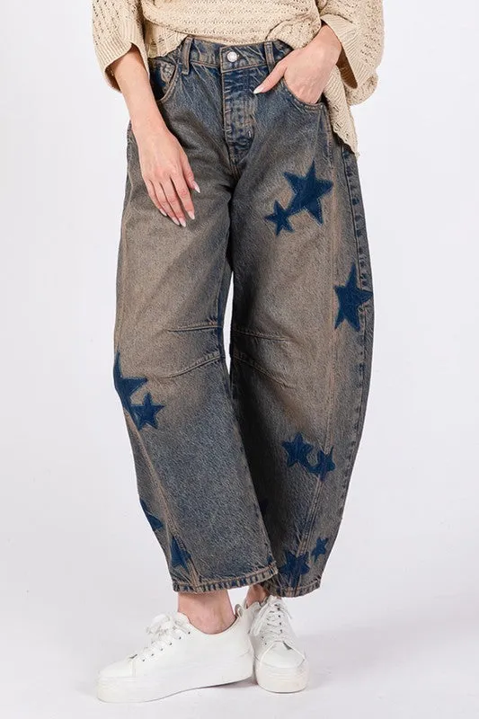 SAGE   FIG Star Wide Leg Jeans with Pockets