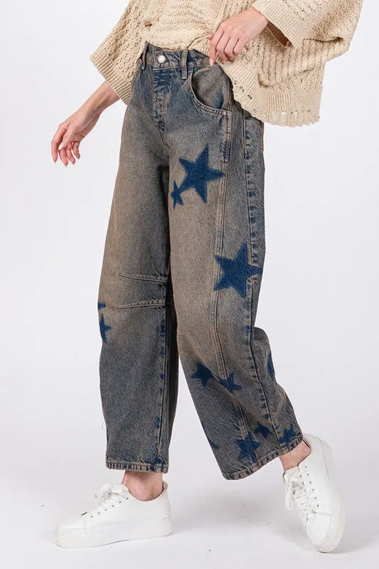 SAGE   FIG Star Wide Leg Jeans with Pockets
