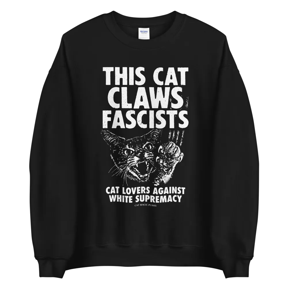 This Cat Claws Fascists Crewneck Sweatshirt