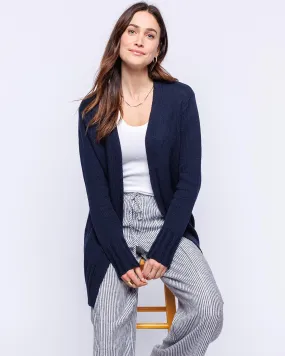 Womans Open Cotton Cardigan Sweater in Navy - order size down, runs large
