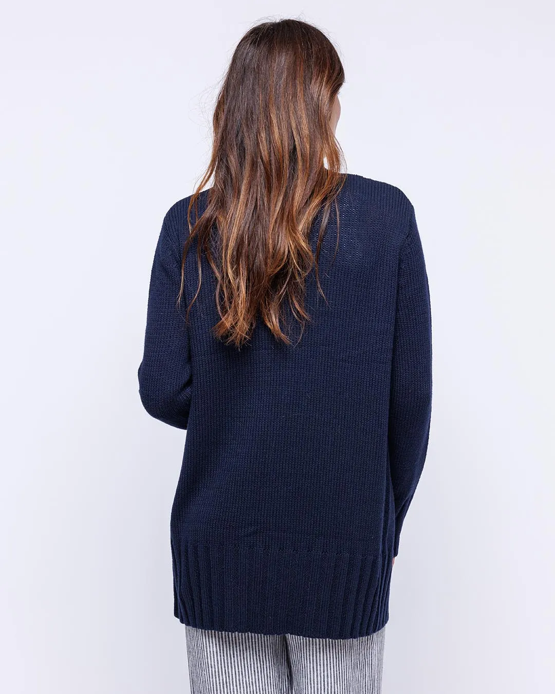 Womans Open Cotton Cardigan Sweater in Navy - order size down, runs large