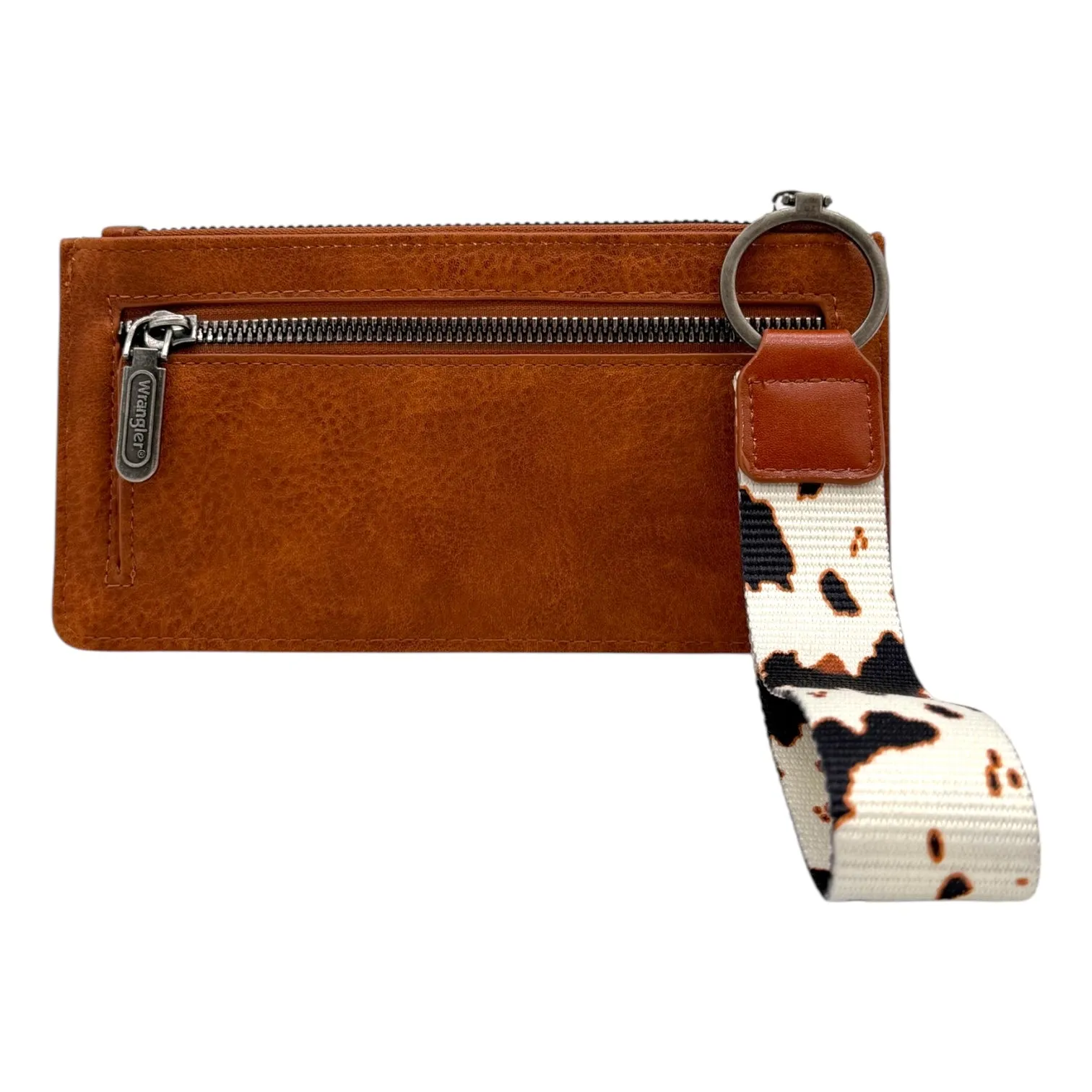Wrangler Cow Print Bi-Fold Wallet Wristlet with Embossed Logo